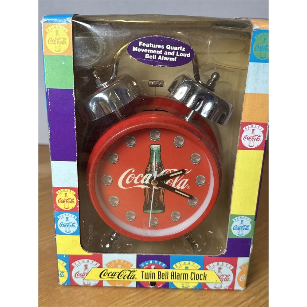 Always Coca Cola Twin Bell Alarm Clock Quartz Movement Loud Bell Alarm 1996 New